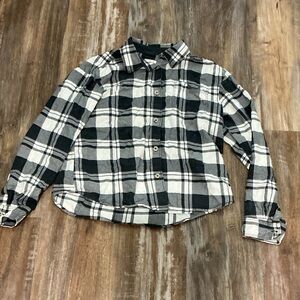 Cat & Jack Monochrome Plaid Kids Button Down Shirt